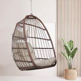 RADIATA Egg Chair Without Stand Luxury Outdoor Patio Wicker Hanging Swing Egg Chairs with Water Resistant Cushions for Patio Backyard Balcony (Brown) RADIATA