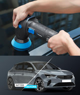 Mini Polisher, 2inch/ 3inch 750W Car Buffer Polisher with 12mm Random Orbital-Improve Work Efficiency by 35%, with 16pcs Trapezoidal Polisher Pads &16.4 ft Cord, Polisher for Car Detailing and Waxing RAYBAO