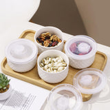 Mosuji 10 oz Set of 4 Oven-Safe Porcelain Ramekins with Lids, Large White Souffle and Creme Brulee Baking Dishes, Ramekin Bowls for Sauce and Dessert Mosuji