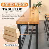 TKKUPLG Farmhouse Bar Table, 2" Thick Pine Wood Rustic Industrial Pub Table, Rectangular Counter Height Dining Table for Kitchen, Small Space, Coffee Shop TKKUPLG