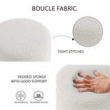 Get Set Style Modern Round Ottoman with Soft Padded Seat, Multifunctional Vanity Chairs for Makeup, Upholstered Footrest Stool Ottoman Foot Stool for Living Room, Bedroom, boucle, White Get Set Style