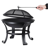 22 Inches Portable Fire Pit Outdoor Wood Burning Steel Lightweight BBQ Grill Firepit Bowl with Log Grate&Poker for Outside Patio Campfire Bonfire Backyard Nouva