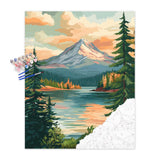 Artbrush Tower Mount Hood Paint by Number, Mt Hood Paint by Numbers Kit for Adults, Snow Mountains Landscape Acrylic Painting, Trees Lakes Home Wall Decor(16x20inch) Artbrush Tower