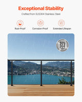 VEVOR 4 Pack Cable Railing Post, 42"x2"x2" Level Drilled Deck Railing Post, SUS304 Stainless Steel Black Cable Railing System Kit for Indoor Outdoor Deck Balcony, 4JZLGZXHS106URZU0001V0 VEVOR