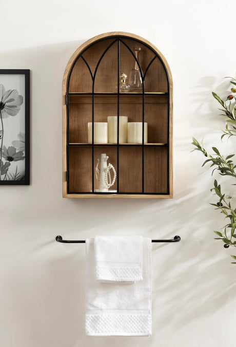 Kate and Laurel Megara Farmhouse Wooden Floating Bathroom Cabinet for Over Toilet Storage, 16x5x24, Natural Kate and Laurel
