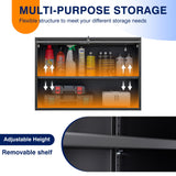 Yizosh Metal Garage Wall Cabinet with Doors and Shelves, Wall Mounted Metal Storage Cabinet, Floating Garage Tool Cabinet for Garage, Basement, Kitchen, Warehouse (Black, 21.6" H) Yizosh