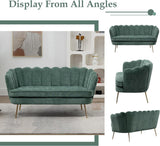 anwickjeff 59" Wide Modern Boucle Loveseat Small Sofa Small Mini Room Couch 2-Seater Sofa with Gold Metal Legs for Space Office Studio Apartment Bedroom (Green) anwickjeff