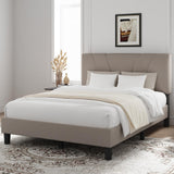 Novilla King Size Bed Frame with Adjustable Headboard Platform King Bed Frame Linen Fabric Upholstered Headboard, No Box Spring Needed, Noise-Free, Wooden Slats Support, Easy Assembly, Beige Novilla