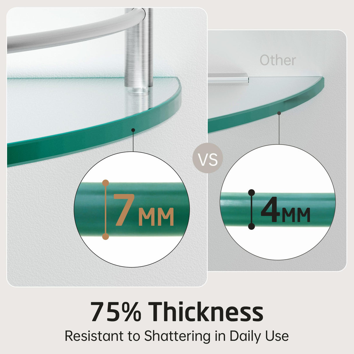 KES Glass Corner Shelf for Bathroom Corner Shelf 2 Pack Tempered Glass Shelf with Rail SUS 304 Stainless Steel Wall Mounted Brushed Finish, BGS2101A-2-P2 KES