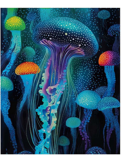 Glowing Jellyfish Diamond Painting Kits for Adults DIY 5D Diamond Painting Kits Beginners Full Drill gem Art Crystal Craft Kits for Home Wall Bedroom Decor Gifts 12x16 inch