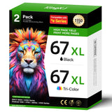 67XL Printer Ink for HP 67XL Ink Cartridges Black/Color Combo Pack Replacement for HP Ink 67 XL DeskJet 2700e 2755 2755e 2855e 4155e 4100 4255e Envy 6055e 6000 6055 6400 6455e 6455 Pro 6458 6475 1255 KingKJ