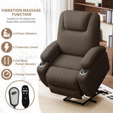 Flamaker Power Lift Chair Massage Recliner Chairs for Elderly - Ergonomic Design with Cup Holders & Side Pockets, Remote Control (Brown) Flamaker