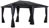 Sojag 500-5157871 Meridien Hardtop Gazebo Outdoor Sun Shelter, 12' by 16', Charcoal Sojag