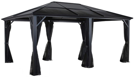 Sojag 500-5157871 Meridien Hardtop Gazebo Outdoor Sun Shelter, 12' by 16', Charcoal Sojag