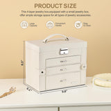 Homde Jewelry Box for Women Girls with Small Travel Case Mirror Necklace Ring Earrings Organizer White Wood Grain Homde