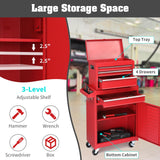 Winado 4-Drawer Rolling Tool Chest with Wheels & Lock, Tool Box with Large Storage Cabinet and Adjustable Shelf, Removable Portable Top Box for Garage, Warehouse, Factory (Red) Winado