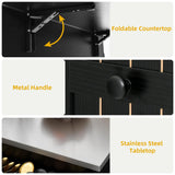 DWVO Kitchen Island on Wheels, Mobile Kitchen Island Cart with Folding Drop Leaf Breakfast Bar, Island Table for Kitchen with Large Storage Cabinets, Racks, Drawers and Adjustable Shelves, Black DWVO