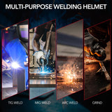 TRQWH Welding Hood Auto Darkening Welding Helmet with Light True Color 1/1/1/2 Top Optical Clarity Wide Shade 9-13 Welding Mask with Grinding Weld Helmet (KTS-JS01) TRQWH