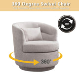 CANMOV Swivel Accent Chair Set of 2, 360 Degree Round Swivel Barrel Chair with Pillow, Upholstered Comfy Barrel Armchair Single Club Sofa Chair for Living Room,Bedroom, Reading Room, (Grey*2) CANMOV
