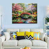 Aihonmin Flower Blossom Tree Paint by Numbers Japanese Garden Paint by Numbers Adult,Landscape Paint by Numbers Kits on Canvas Arts Craft for Home Wall Decor Without Framed 16''W x 20''H Aihonmin