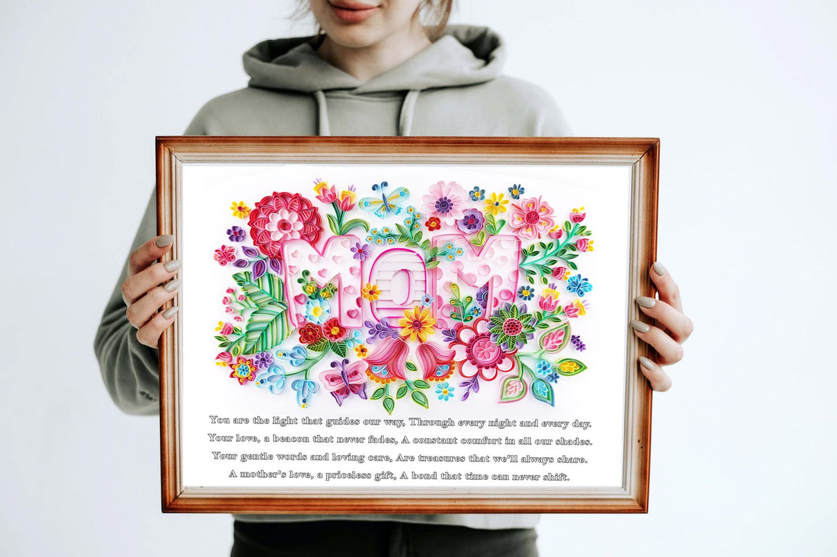 Uniquilling Gift for Mom, Quilling Kits Paper Quilling Kit for Adults Beginner, Mother Day Decorations with Warm Words, Painting Kits Paper Quilling Tools, 16 * 20in- Basic Uniquilling