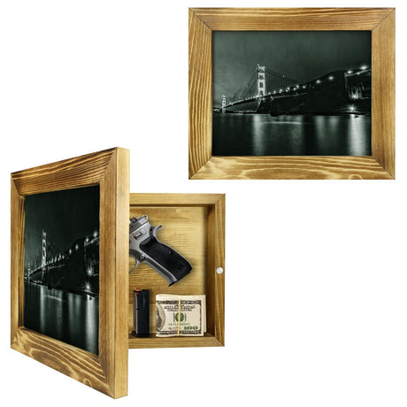 Hidden Gun Storage - Concealment Gun Safes for Pistols, Secret Decor Solid Wooden Handgun Picture Frames Box (Solid Wood) Homvle