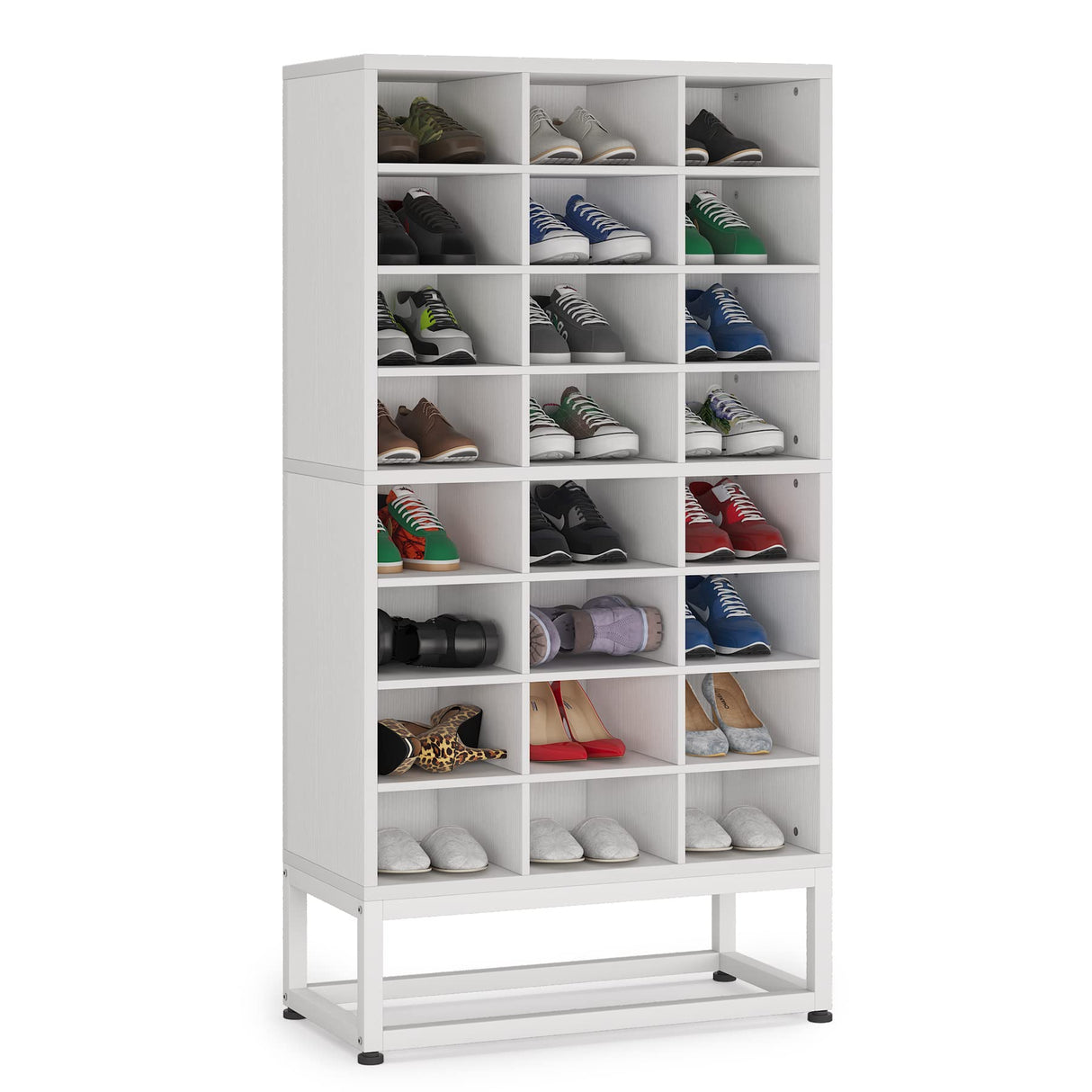 Tribesigns Shoe Storage Cabinet 55inch, 8-Tier Freestanding Cube Closet Organizers, 24 Pair White Shoe Rack Storage with Movable Partition Boards for Hallway, Bedroom, Closet, Entryway Tribesigns