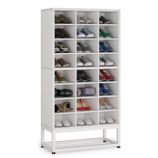 Tribesigns Shoe Storage Cabinet 55inch, 8-Tier Freestanding Cube Closet Organizers, 24 Pair White Shoe Rack Storage with Movable Partition Boards for Hallway, Bedroom, Closet, Entryway - WoodArtSupply