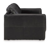 Signature Design by Ashley Amiata Modern Leather Match Loveseat with Non-skid Legs, Black Signature Design by Ashley
