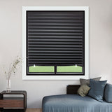 MYshade 6 Pack Temporary Blackout Paper Shades for Windows,Paper Pleated Blinds with Adhesive,No Tools No Drilling Free Cut Size Temporary Room Darkening Shades(Black, 36" W x 72" H) MYshade