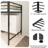 Twin Size Low Loft Bed for Kids,Metal Loft Bed Frame for Boys Girls,Kids Loft Bed Twin Size,Junior Low Loft Bed, Black Bellemave