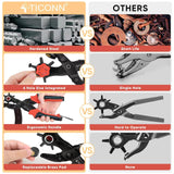 TICONN Leather Hole Punch Tool Set, Heavy Duty Multi-Size Hole Puncher Tool for Belts, Watch Bands, Plastic, Fabric TICONN