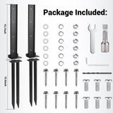 2 Pack Fence Post Anchor Kit, Heavy Duty Steel Fence Post Repair Stakes, Fence Post Anchor Ground Spike for Repairing Tilted Broken Wooden Fence ZZM