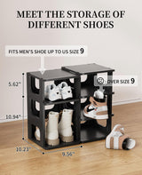 Shoe Organizer Rack for Small Spaces 5 Tier Plastic Vertical Narrow Shelves for Closet Black Shoe Holder, Stand for Entryway Storage Boots Organizer Stackable Cabinet HAIXIN