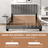 Giantex Modern Upholstered Queen Size Bed Frame with Linen Headboard and Solid Wood Legs Giantex