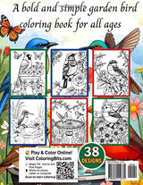 Birds of the Garden:Coloring Book: A Bold and Simple Garden Bird Coloring Book for All Ages | 38 Stress-Relieving Large Designs Featuring Backyard ... Flowers (Nature’s Wonders Coloring Books) Majosta
