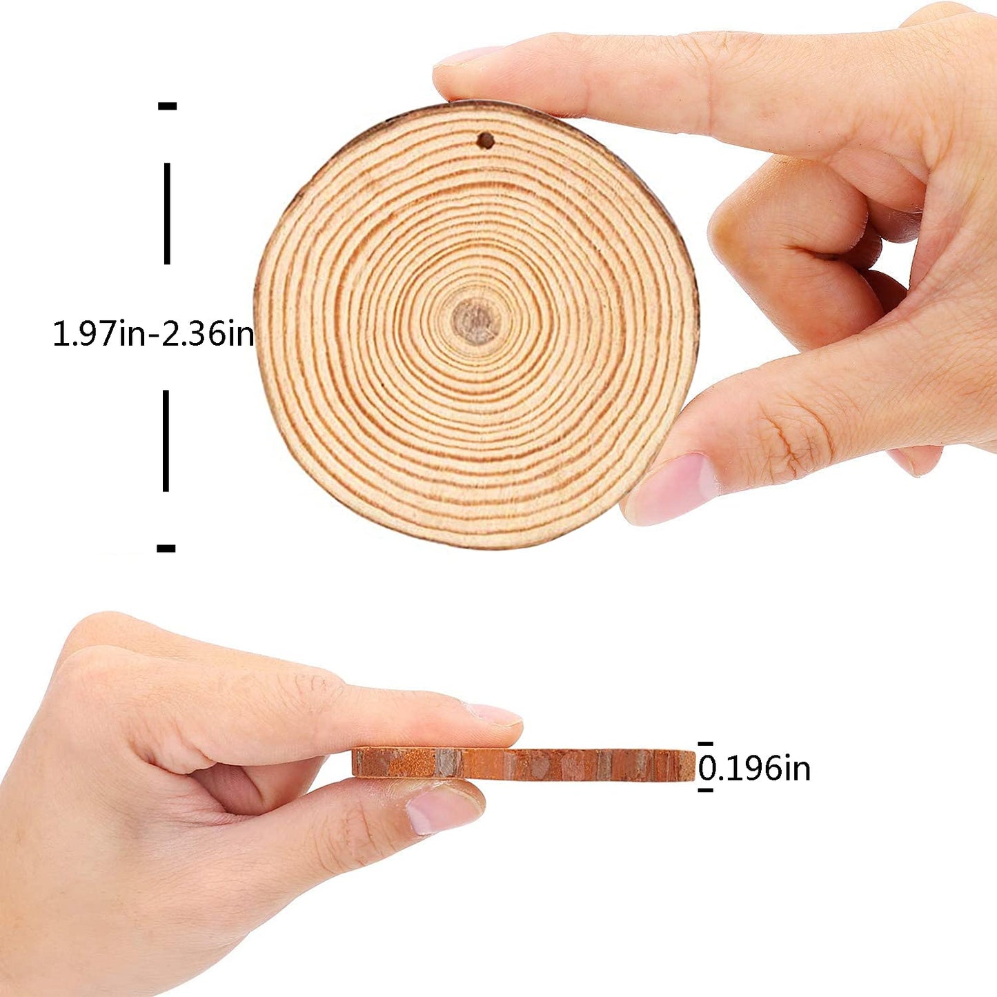 Artmag Natural Wood Slices 40pcs 2"-2.4" Unfinished DIY Crafts Predrilled with Hole Round Wooden Circles for Arts Rustic Wood Slices Christmas Ornaments Decor