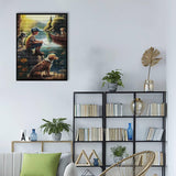 Champi Diamond Painting Kit for Adults, Fishing Boy & Dog 5D Diamond Art Kit, Diamond Painting Kit Full Diamond Round Gift, Wall Decor 8x12 Inch Champi
