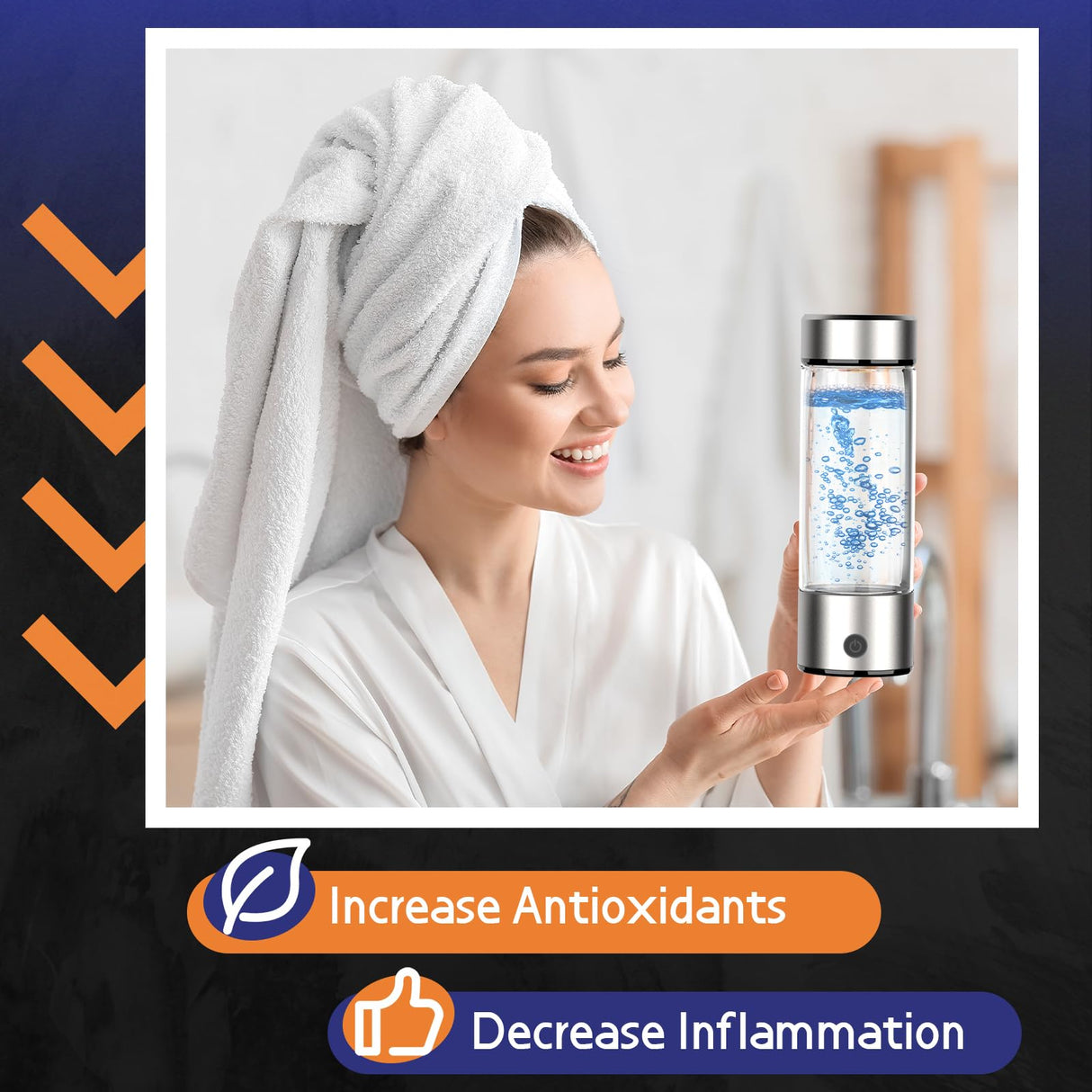 Hydrogen Water Bottle Generator, Portable Rechargeable aquahealth Hydrogen Water, Hydrogen Water Ionizer Machine, with SPE/PEM Technology, for Home Office Travel Fitness Drinking Fakllod