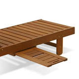 Furinno Tioman Outdoor Hardwood Patio Furniture Sun Lounger with Tray in Teak Oil, Natural 23.52D x 70W x 12H in Furinno