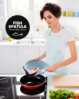 Silicone Fish Spatula Turner Set of 2, Thin Slotted Spatulas Turner for Nonstick Cookware,Heat Resistant Flexible Stainless Steel Kitchen Cooking Spatula Flipper for Fish, Egg, Pancake DaiRen Kitchen