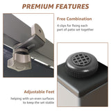 NATURAL EXPRESSIONS Patio Furniture Sets, Metal Outdoor Sectional L Shape Corner Sofa Outdoor Couch with Detachable Backrest,3 Fauxwood Tables,Black Frame,Shale Olefin Cushions for Yard,Garden NATURAL EXPRESSIONS