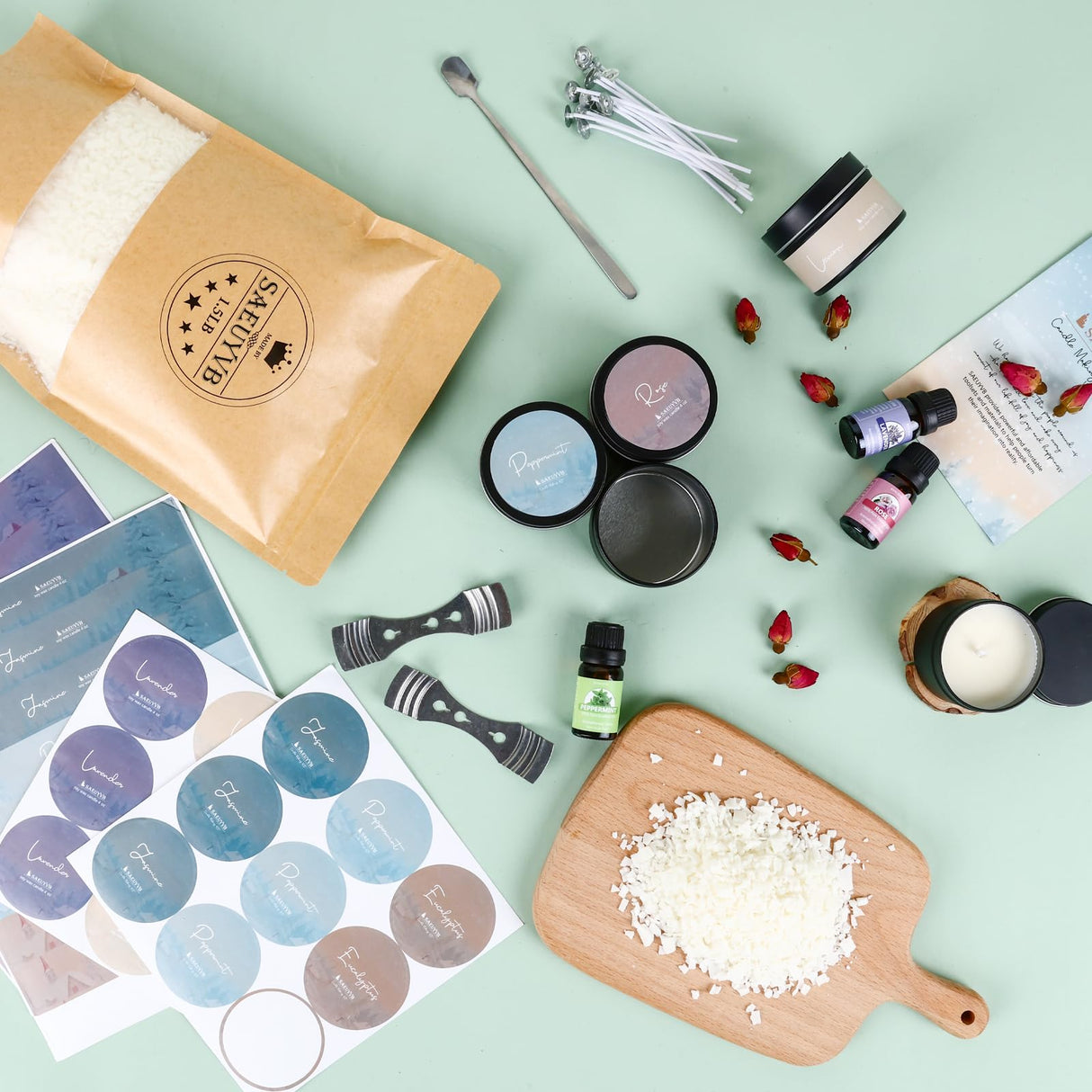 SAEUYVB Candle Making Kit with Wax Melter, Candle Making Kit for Adults - DIY Starter Soy Candle Making Kit/Supplies-Perfect as Home Decoration SAEUYVB