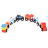 Hey! Play! Wooden Car PlaySet-6-Piece Mini Toy Vehicle Set with Cars, Police and Fire Trucks, Train-Pretend Play Fun for Preschool Boys and Girls Hey! Play!