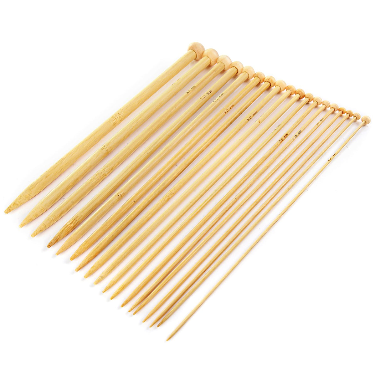 LIHAO 36 PCS Bamboo Knitting Needles Set (18 Sizes From 2.0mm to 10.0mm) LIHAO