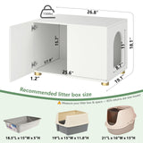 Amunrbrek Small Litter Box Enclosure, Sleek Modern Cat Litter Box Cabinet Furniture, Wooden Cat House, End Table (White) amunrbrek