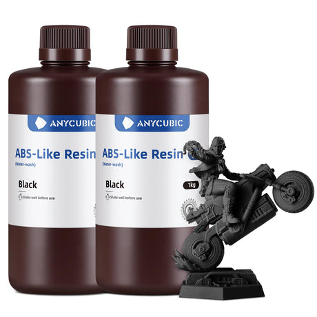 ANYCUBIC Water Washable ABS-Like 3D Printer Resin, High Toughness and Durability, High Precision and Easy to Post-Process, Low Odor, Wide Compatibility (Black+Black, 2kg) ANYCUBIC
