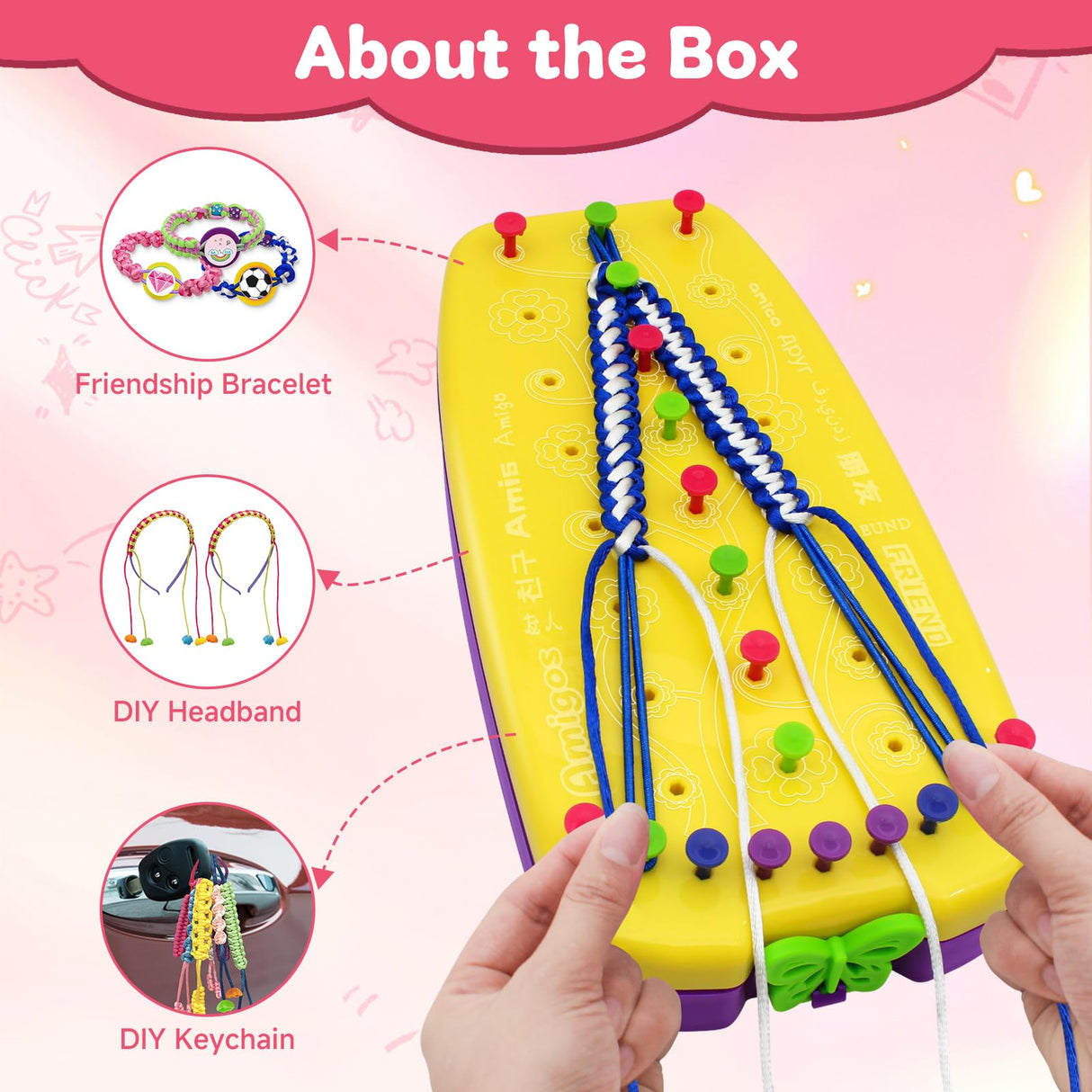Suu66 Friendship Bracelet Making Kit for Girls 8-12 | String Bracelets Maker Craft Kit, DIY Art Gift for Kids Age 8, 9, 10, 11, 12 Years (Yellow) Suu66