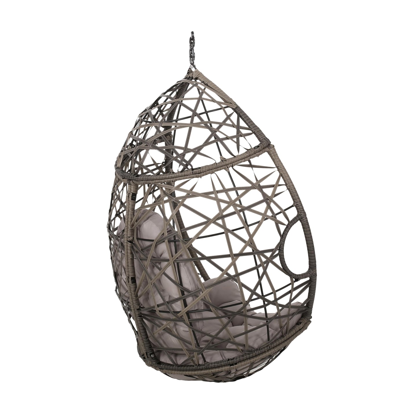 Christopher Knight Home Cayuse Outdoor Wicker Hanging Egg Chair, Gray