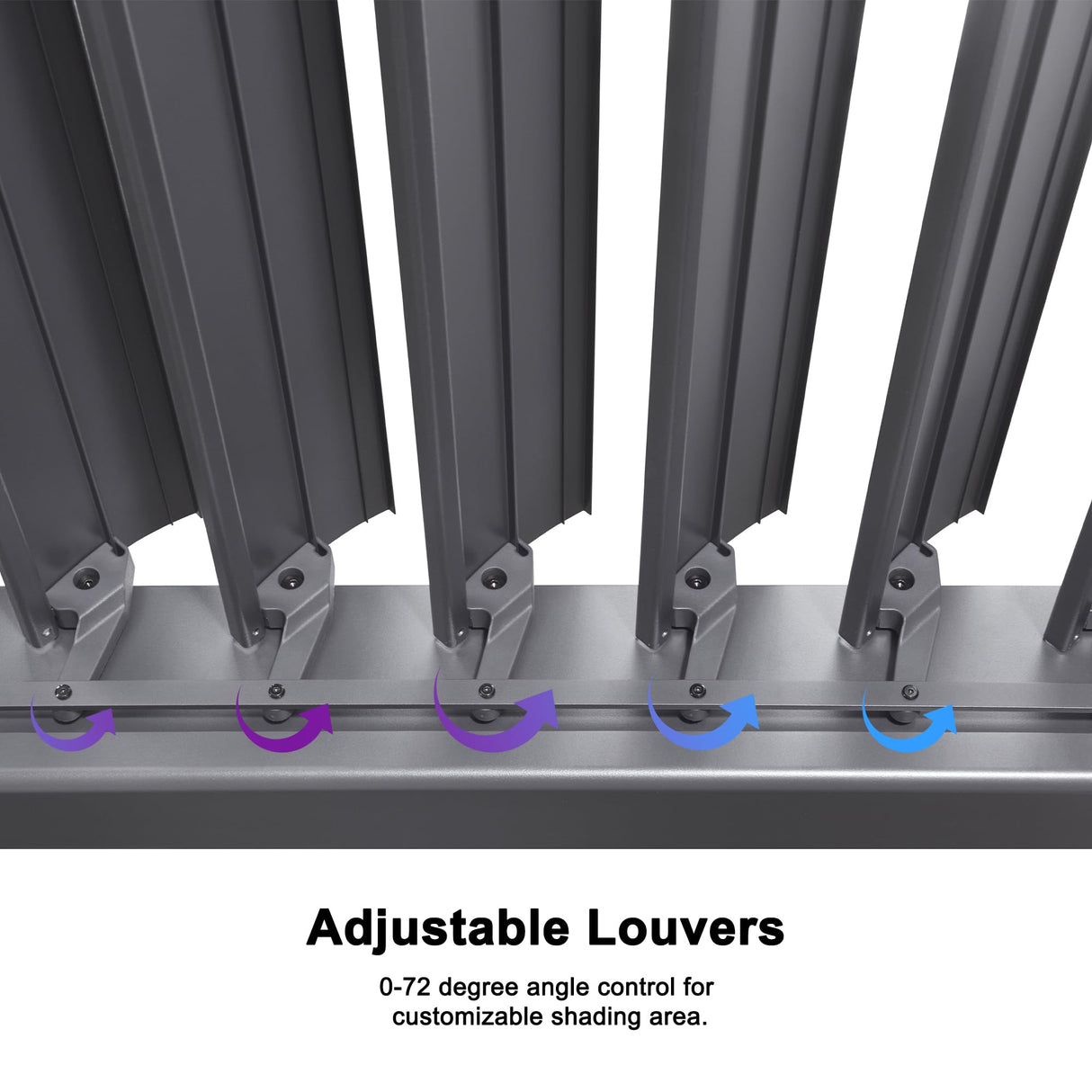 PURPLE LEAF Louvered Pergola with String Lights 9' x 14' Patio Aluminum Pergola with Independent Adjustable Rainproof Roof Hardtop Pergola for Outdoor Deck Garden Yard PURPLE LEAF